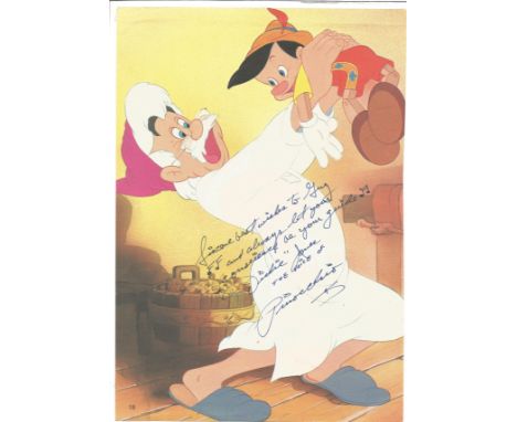 Movies Dickie Jones 12x8 signed Pinocchio colour photo. Richard Percy Jones, known as Dick Jones or Dickie Jones, was an Amer