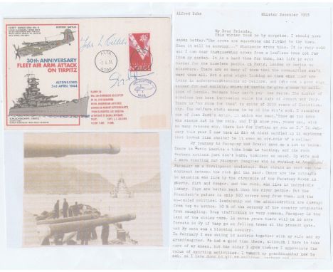 RARE No.2 of 5 only ' FDC. 30th Anniversary of the Fleet Air Arm attack on Tirpitz in Altenfjord 3rd April 1944. Signed by CA