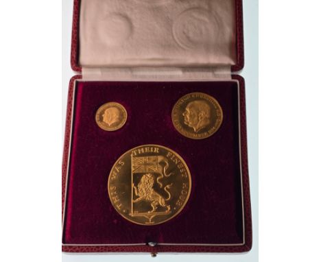 Medals - Austria -  1964 cased set of three gold medallions commemorating the 100th birthday of Sir Winston Churchill, to the