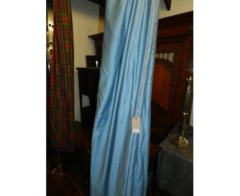 A pair of blue curtains