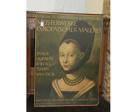 A 1950s Berlin Museum advertising poster, lithograph in colours, flush mounted on board. H: 130cm W: 92cm 