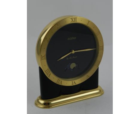 Autobar, Switzerland. A late 20th century yellow metal mantle clock, having Roman numeral numbers H.13cm
