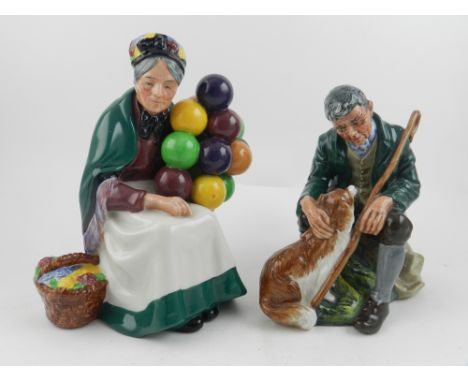 Royal Doulton, England. A porcelain figural study, 'The Old Balloon Seller' H.18cm, together with 'The Master'