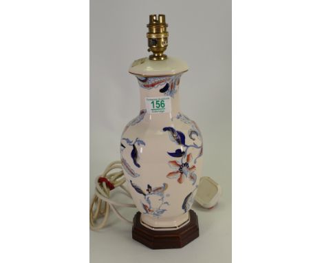 Masons lamp base decorated with birds of paradise: height 30cm 
