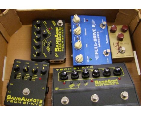 A selection of guitar pedals etc: including Sans Amp Bass Driver, Full-Drive 2, Sans Amp GT2 etc (5) 