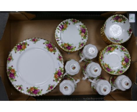 Royal Albert Old Country Rose Items to include: Cups, saucers, side plates, dinner plates bowls etc(30 items) 