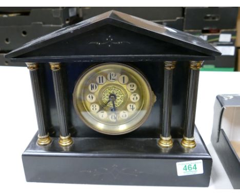 A slate mantle clock: Height 26cm 
