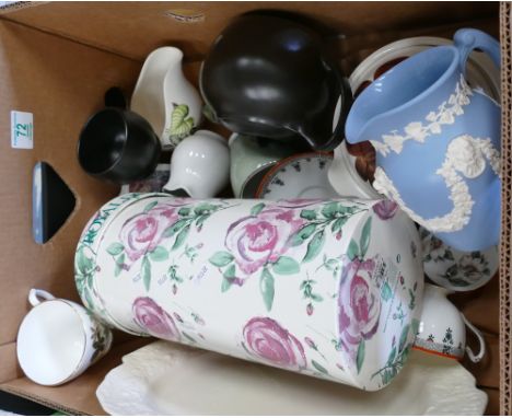 A mixed collection of items to include boxed Royal Doulton floral vase: art deco stoneware teapot, creamware platter etc 