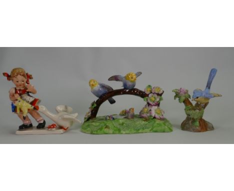 Denton china ceramic models of birds: similar Crown Staffordshire and Hummel figures (3) 