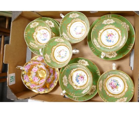 A collection of Crown Staffordshire hand Decorated cups and saucers: together with Queen Anne China similar item 