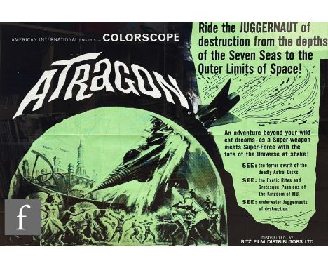 Atragon (1963) British film quad poster, framed,&nbsp;30 inches x 40 inches, frame size 32 inches x 41.5 inches.