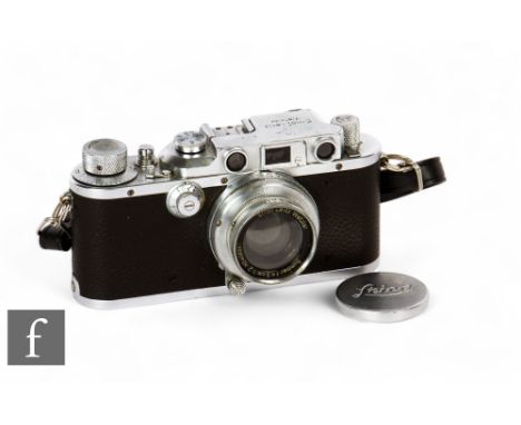 A&nbsp;Leica IIIb 35mm rangefinder camera, serial number 328205, circa 1939-40, with Ernst Leitz Wetzlar Summar f=5cm 1:2 len