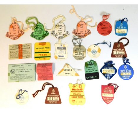 A quantity of owners club, tickets &amp; official passes for motor racing events from the 1950/60's including Bugatti Owners 