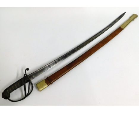 A William IV light cavalry sabre with later scabbard, 38.875in long