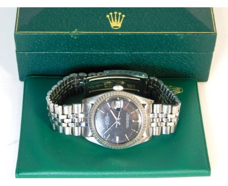 A gents boxed with paperwork Rolex Oyster Perpetual Datejust Chronometer, watch currently running, winder not able to move da
