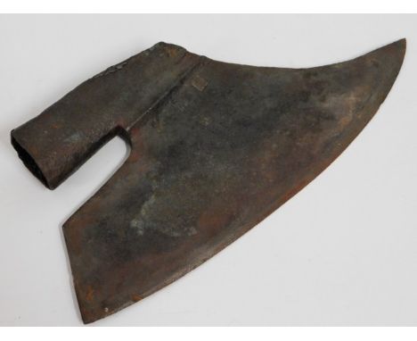 A good example of a 15thC. bearded axe head, four impressed maker marks, approx. 1.4kg, 13in at widest