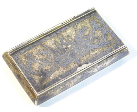 A Russian niello silver (tested) snuff box, 87.8g