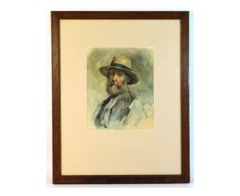 A framed Henry Wright Kerr (Scottish school, 1857-1936) watercolour portrait of bearded gentleman, dated 1885, image size 9.5