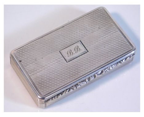 A George III 1784 London silver snuff box by William Eley, 63.1g, monogrammed &amp; inscribed inside