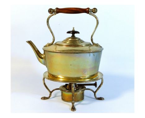 A 1918 wooden handled Edinburgh silver spirit kettle by Hamilton &amp; Inches, 10in high, 950g