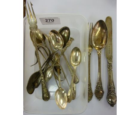 Silver flatware: to include a Victorian Christening fork and spoon   Birmingham 1889         11