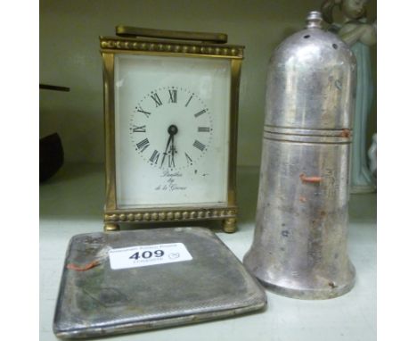 A mixed lot: to include a white metal cigarette case with engine turned decoration       OS2