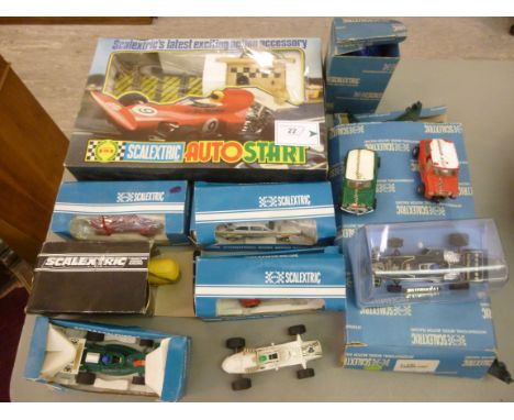 Various Scalextric track, model cars and accessories: to include Vintage F1 models       RSF