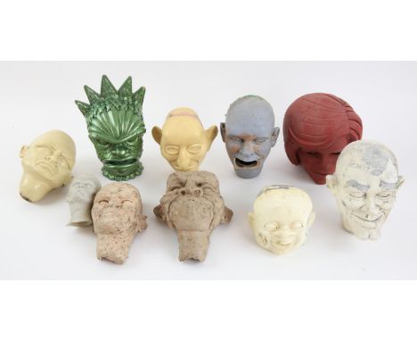 10 puppet heads made by Phil Eason for various projects, largest 18 cm (10). Provenance: The Phil Eason Collection. No copyri