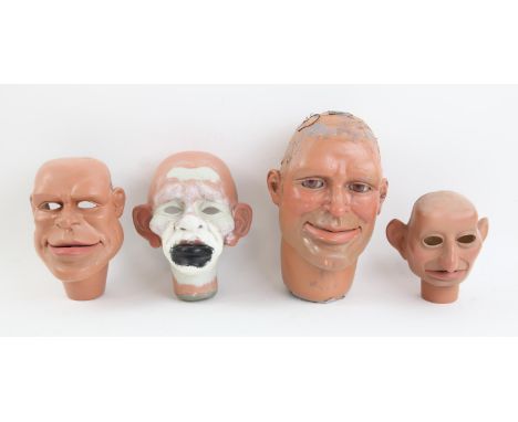 4 puppet heads made by Phil Eason for various projects, all with movable lips, largest 20 cm (4). Provenance: The Phil Eason 