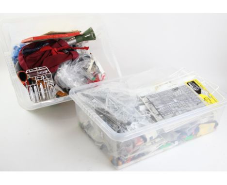 Collection of items and accessories from a propmaker / puppeteer, including wiring, props, eyes, zips and many other accessor