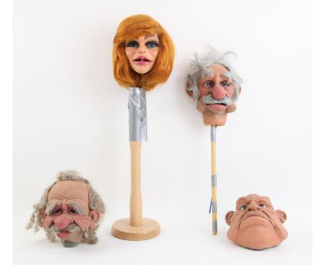 4 puppet heads made by Phil Eason for various projects, with electrics / movable parts, largest 15 cm (4). Provenance: The Ph