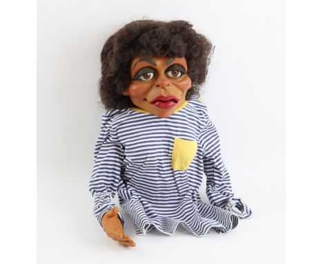 Brown hair female puppet designed and built by Phil Eason, 38 cm. Provenance: The Phil Eason Collection. No copyright is assi