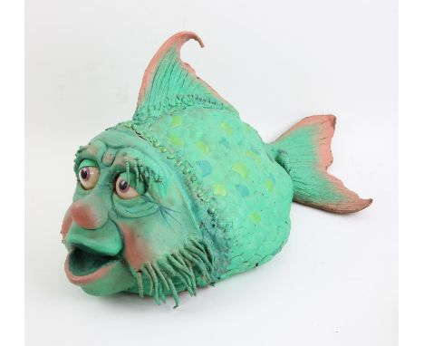 Wizadora (1990's) Very old fish puppet from the Children's TV Series, designed and built by Phil Eason, 50 cm. Provenance: Th