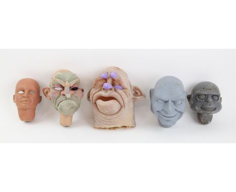 5 puppet heads made by Phil Eason for various projects, largest 19 cm (5). Provenance: The Phil Eason Collection. No copyrigh