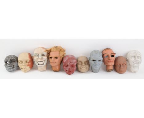 10 puppet heads made by Phil Eason for various projects, largest 13 cm (10). Provenance: The Phil Eason Collection. No copyri