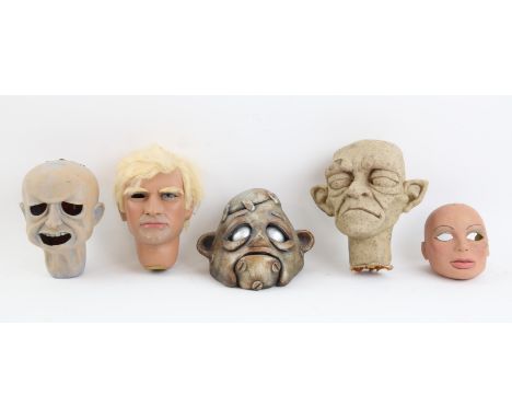 5 puppet heads made by Phil Eason for various projects, largest 15 cm (5). Provenance: The Phil Eason Collection. No copyrigh