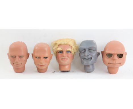 5 puppet heads made by Phil Eason for various projects, largest 13 cm (5). Provenance: The Phil Eason Collection. No copyrigh