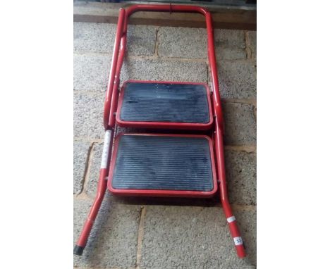 RED METAL TWO STEP KITCHEN STEP