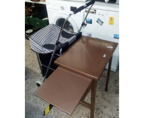 METAL PROJECTOR STAND TROLLEY &amp; A SHOPPING TROLLEY WITH 4 WHEELS