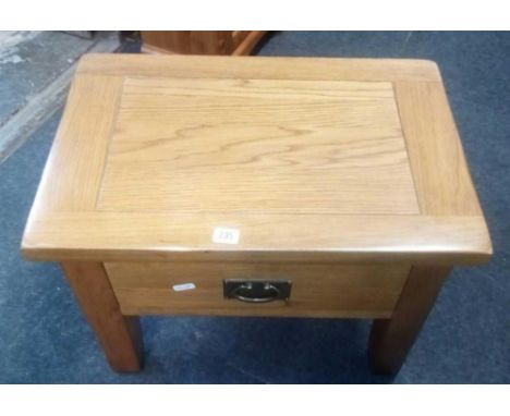 MODERN LIGHT OAK COFFEE TABLE WITH DRAWER &amp; BRASS DROP HANDLE