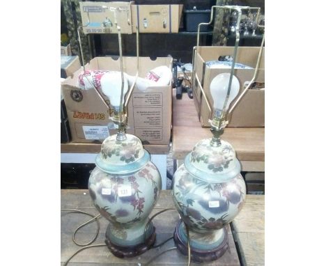 2 ORIENTAL STYLE CERAMIC TABLE LAMPS