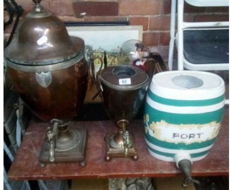 LARGE &amp; SMALL COPPER SAMOVAR BOTH A/F &amp; CERAMIC PORT CONTAINER