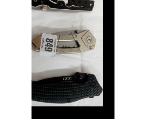 3 FOLDING POCKET KNIVES - 1 BY GERBER, 1 BY ZT WITH BLACK TEFLON BLADE &amp; 1 BY BENCH MADE IN STAINLESS STEEL