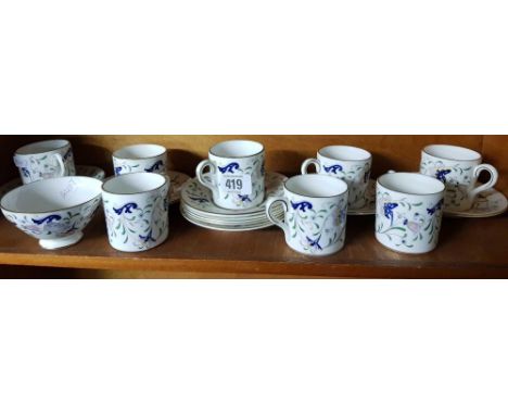 SHELF OF 8 COALPORT COFFEE CUPS &amp; SAUCERS