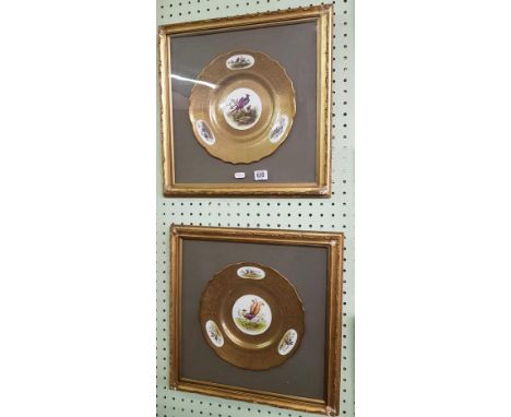 2 F/G GILT CERAMIC PLATES BY CAULDON LTD STAFFORDSHIRE