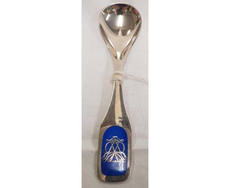 A DANISH STERLING SILVER AND ENAMEL SPOON