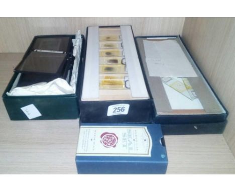 LARGE COLLECTION OF GLASS MICROSCOPE SLIDES &amp; GLASS PROJECTOR SLIDES ETC