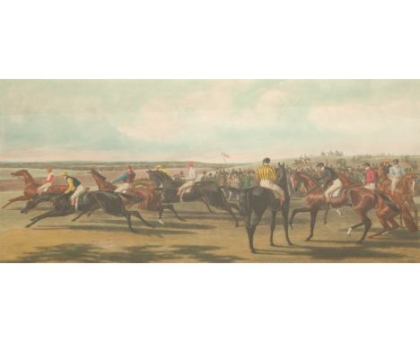 AFTER JOHN FREDERICK HERRING SNR. "Fore's National Sport", four large coloured hunting prints, plate one "Saddling", plate tw