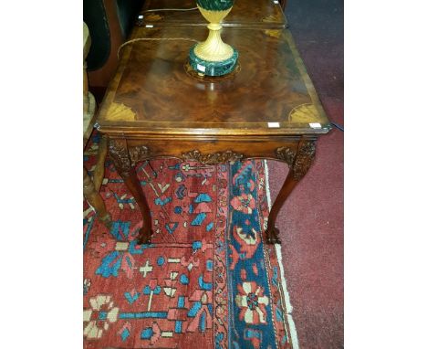 A VERY GOOD PAIR OF CHIPPENDALE STYLE INLAID AND CROSSBANDED MAHOGANY OCCASIONAL TABLES, O.R.M., each square moulded top with
