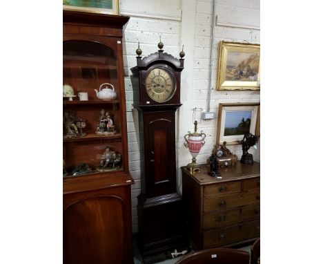 A FINE IRISH MAHOGANY LONGCASE CLOCKlate 18th century by David Gordon, Dublin, the unusual circular brass dial with Roman and